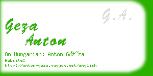 geza anton business card